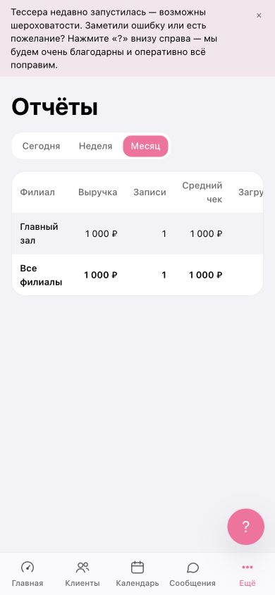 Отчёты за месяц на телефоне